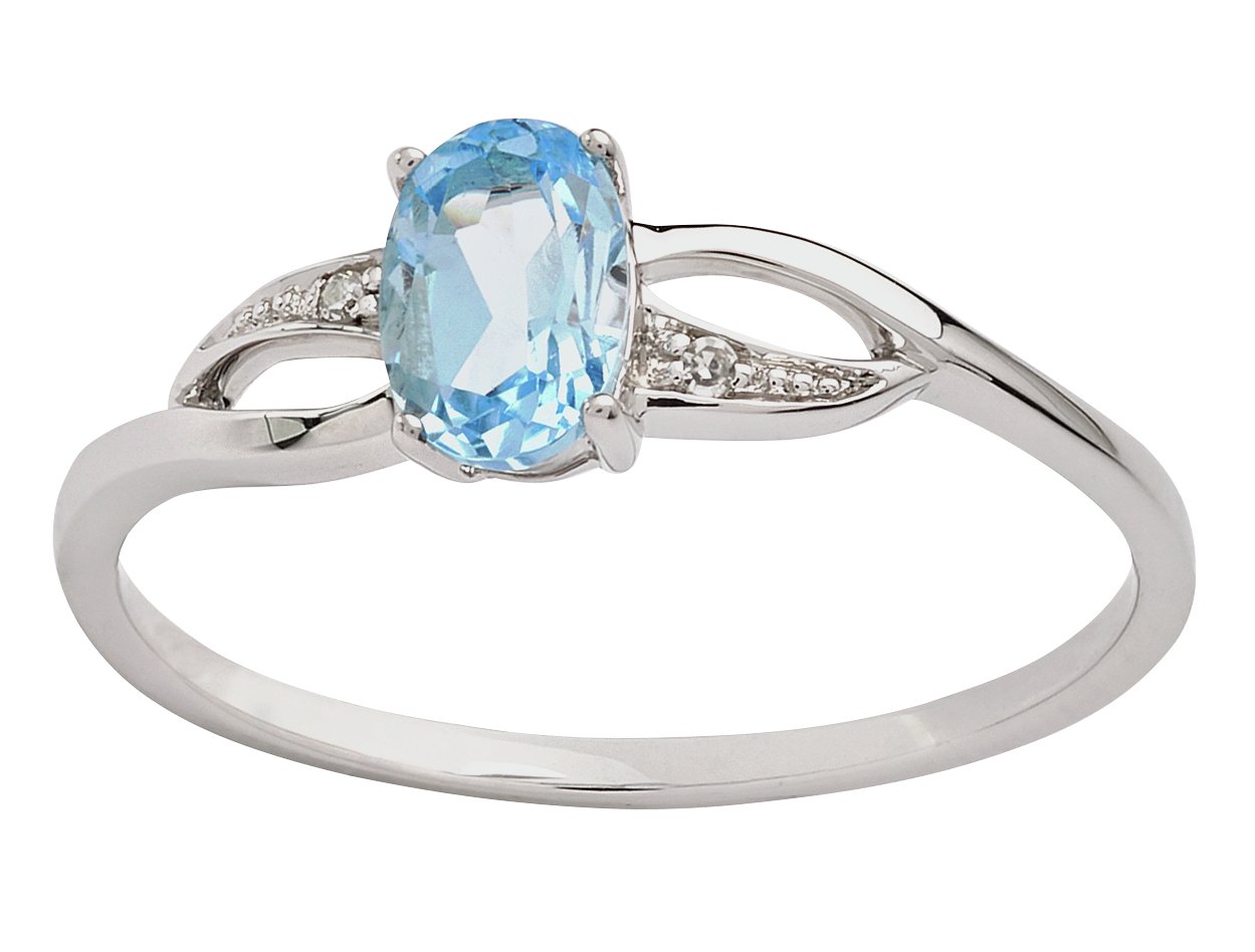 Revere 9ct White Gold Blue Topaz and Diamond Twist Ring Review