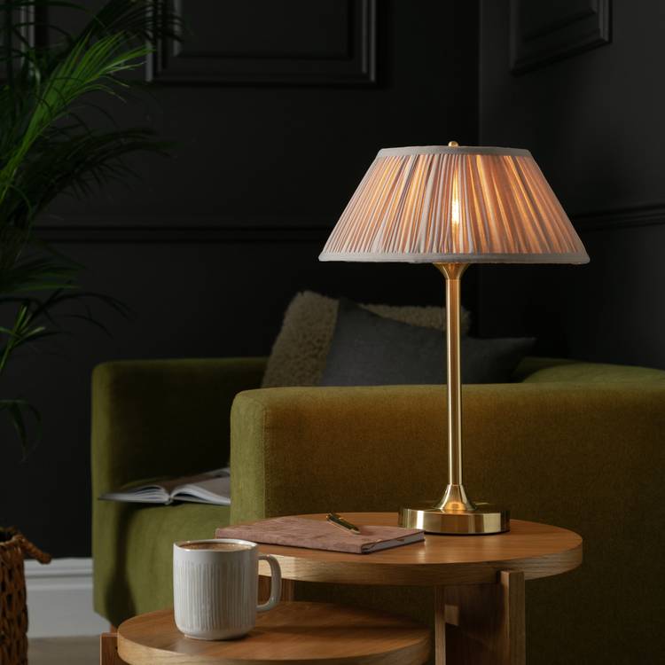 Argos Home Pleated 50cm Metal Table Lamp - Satin Brass 0