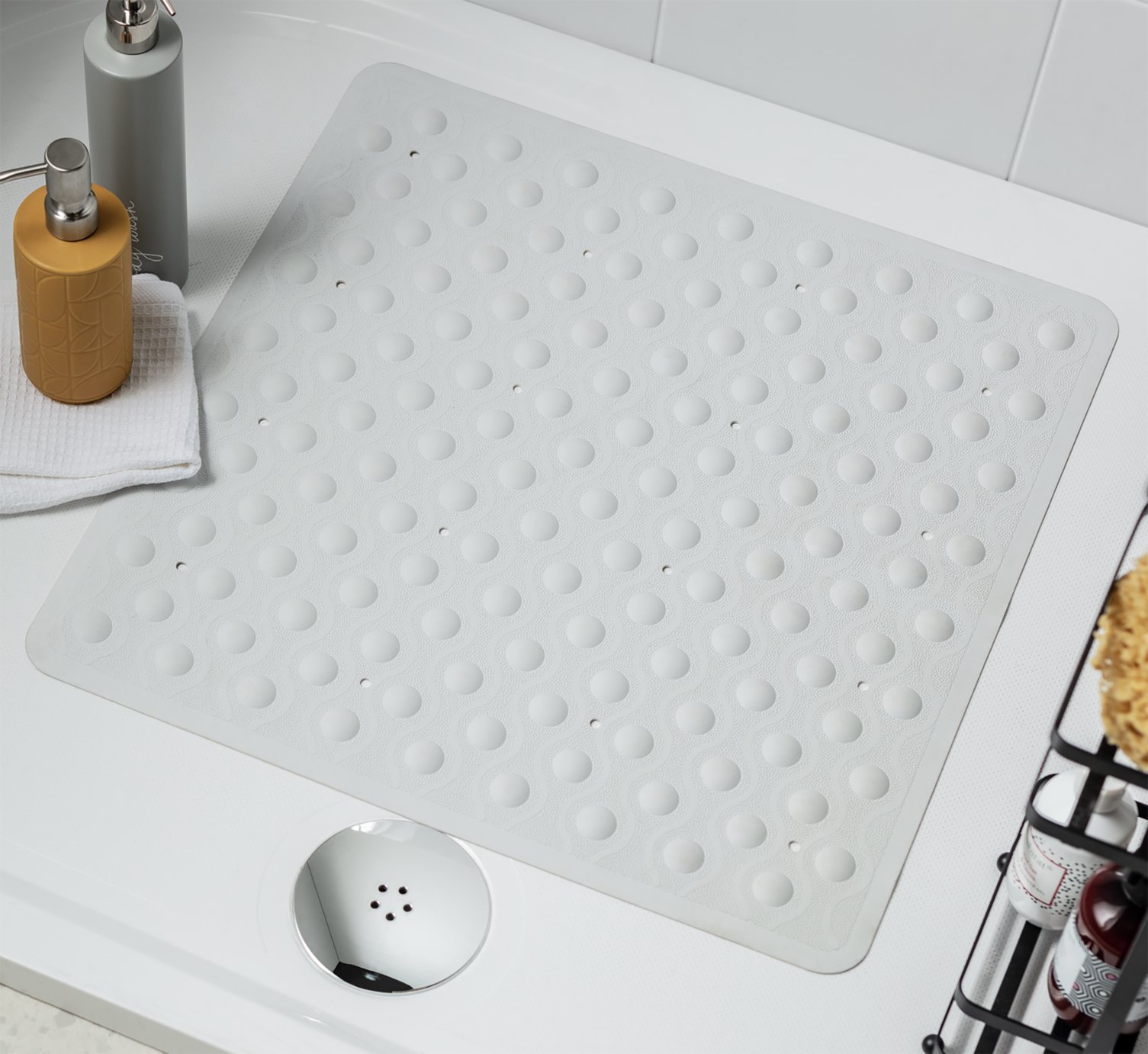 Argos Home Rubber Shower Bath Mat - White