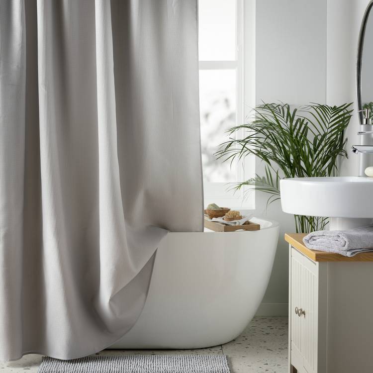 Argos Home Waffle Shower Curtain - Grey 0
