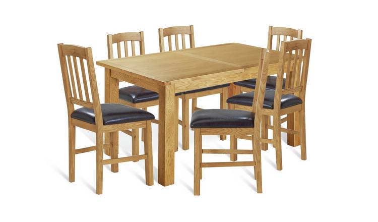 Argos Home Ashwell Extending Table & 6-8 Oak & Black Chairs