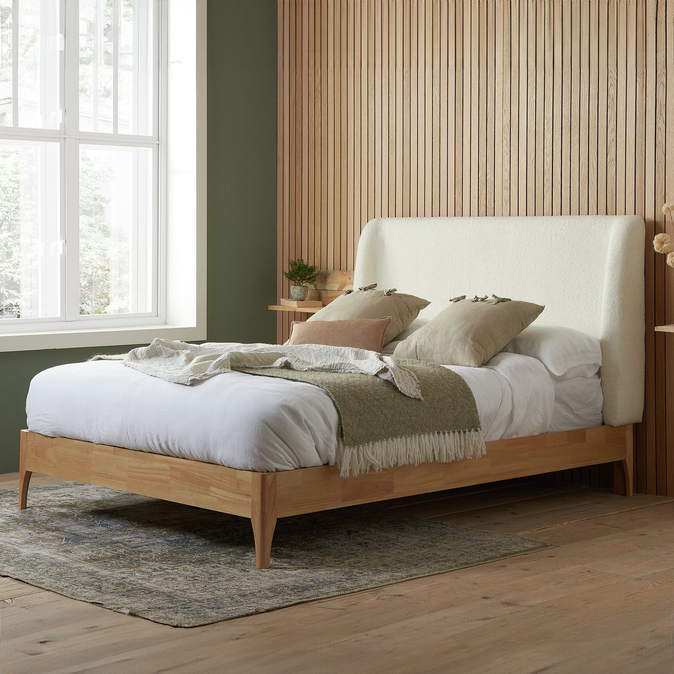 Birlea Halfden Kingsize Boucle Bed Frame - Oak