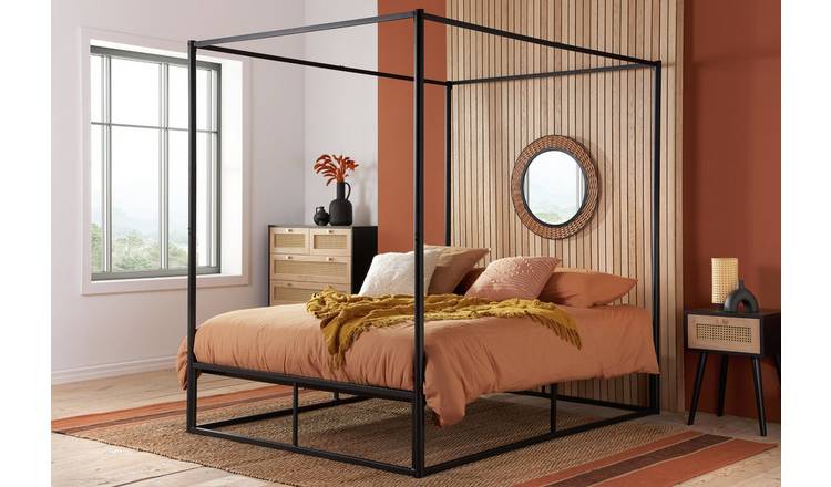 Four poster metal double store bed frame