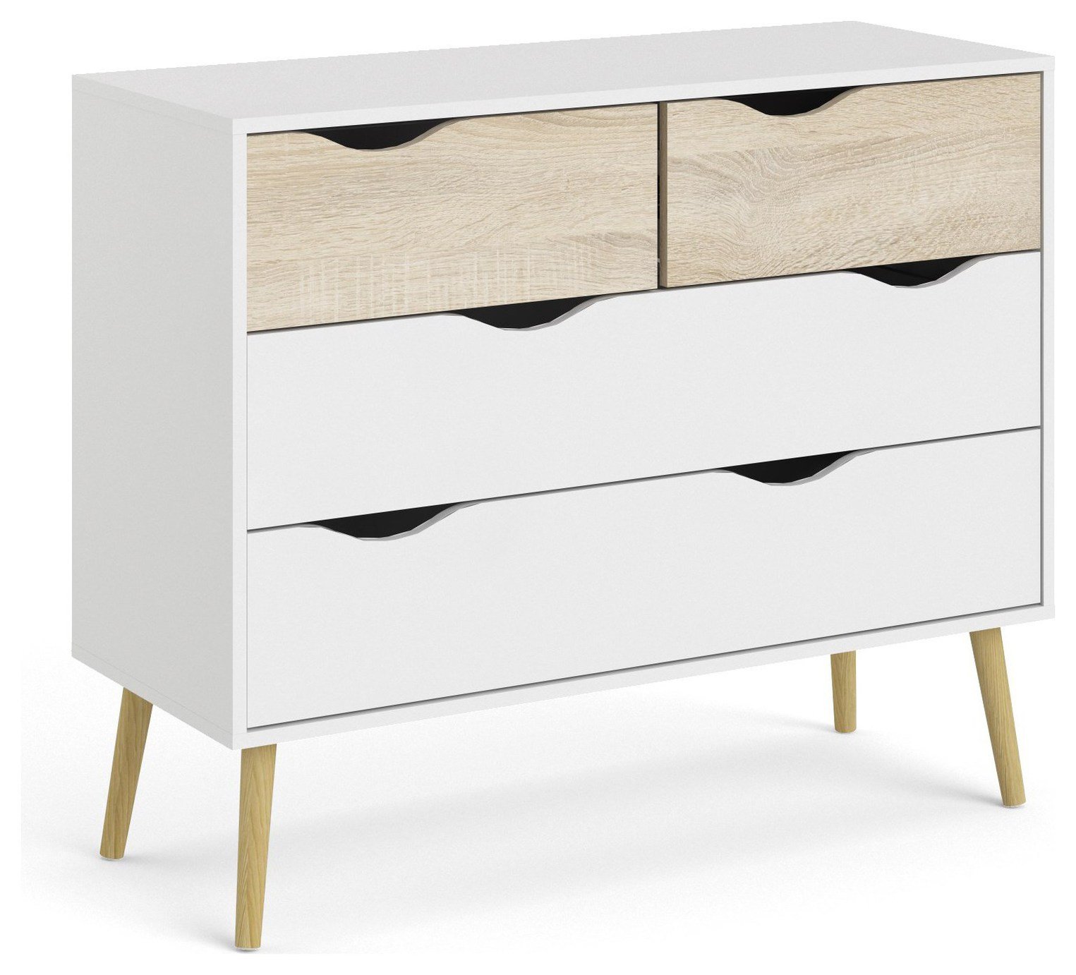 Tvilum Oslo 4 Drawer Chest - White & Oak