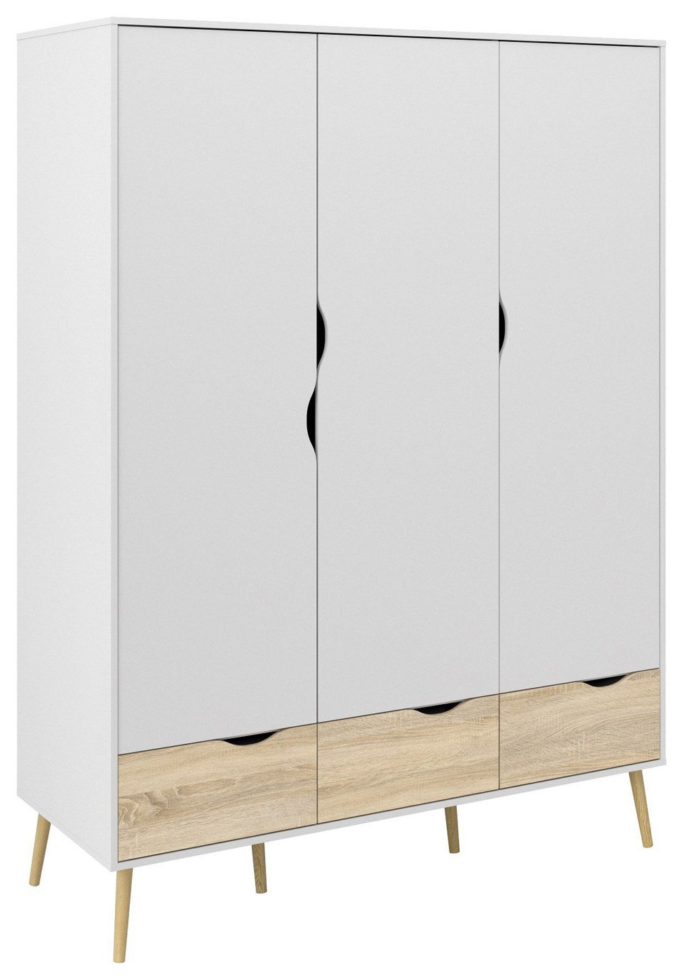 Tvilum Oslo 3 Door 3 Drawer  Wardrobe - White And Oak