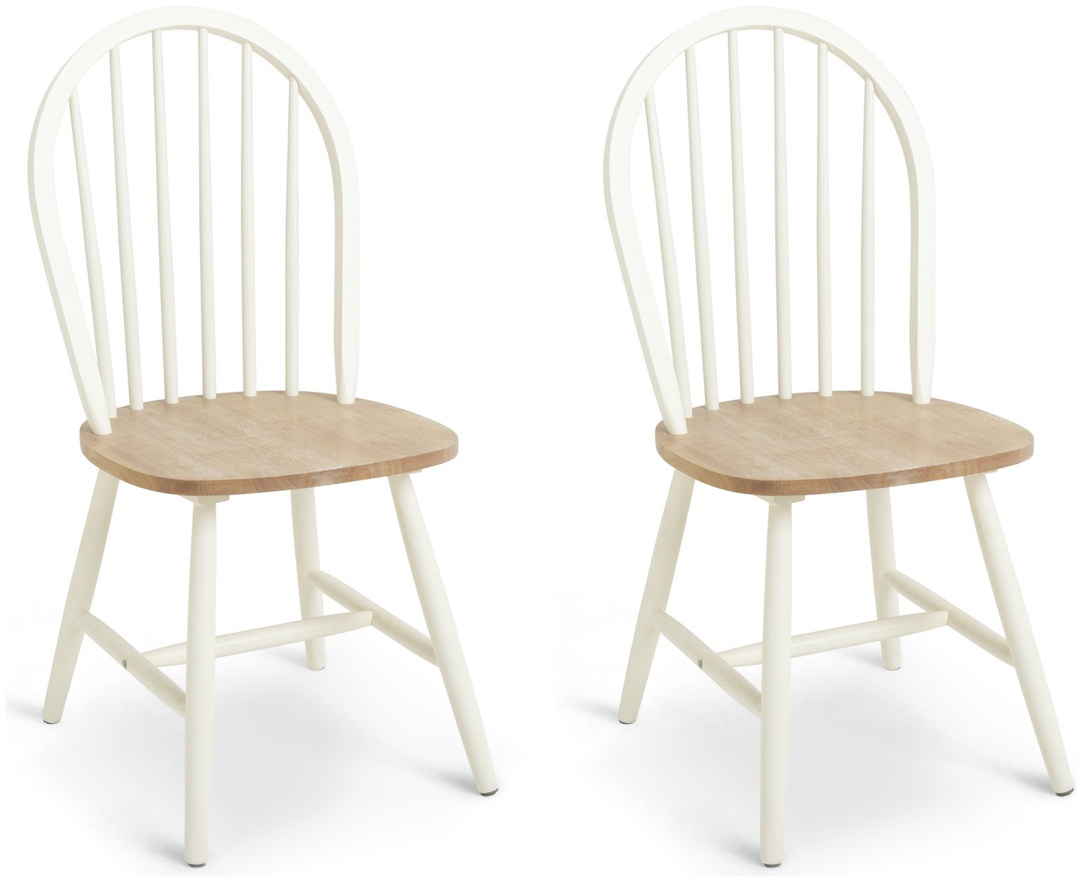 Habitat Burford Pair of Solid Wood Dining Chairs - White