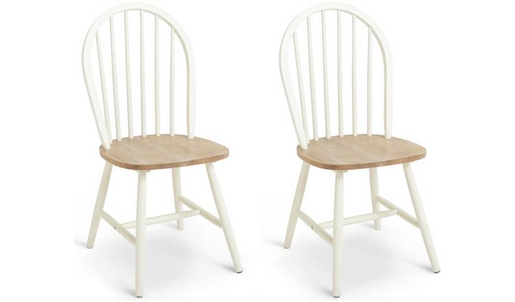 Buy Habitat Burford Pair of Solid Wood Dining Chairs White Argos