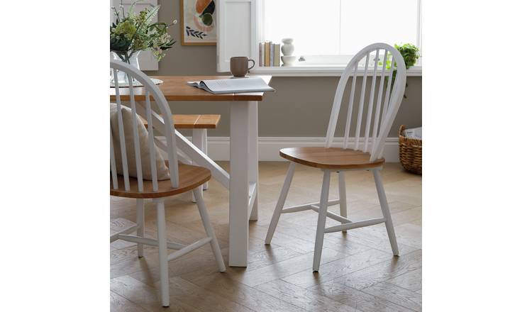 White wooden store dining chairs