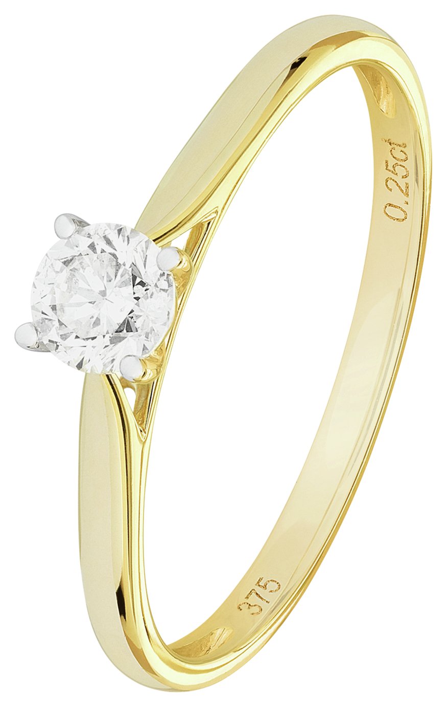 Revere 9ct Gold 0.25ct Diamond Solitaire Engagement Ring - N