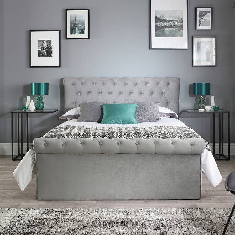 Aspire Chesterfield Small Double Ottoman Bed Frame - Grey 0