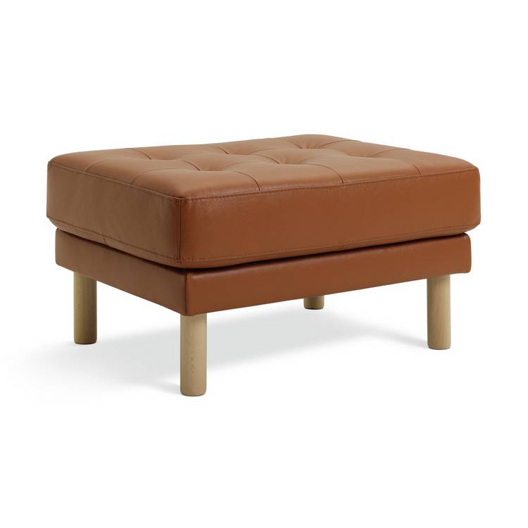 Habitat Newell Leather Footstool - Tan 0