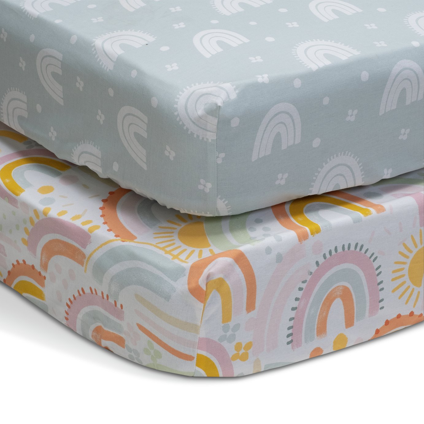 Habitat Rainbow Nursery Twin Fitted Sheets - Cot