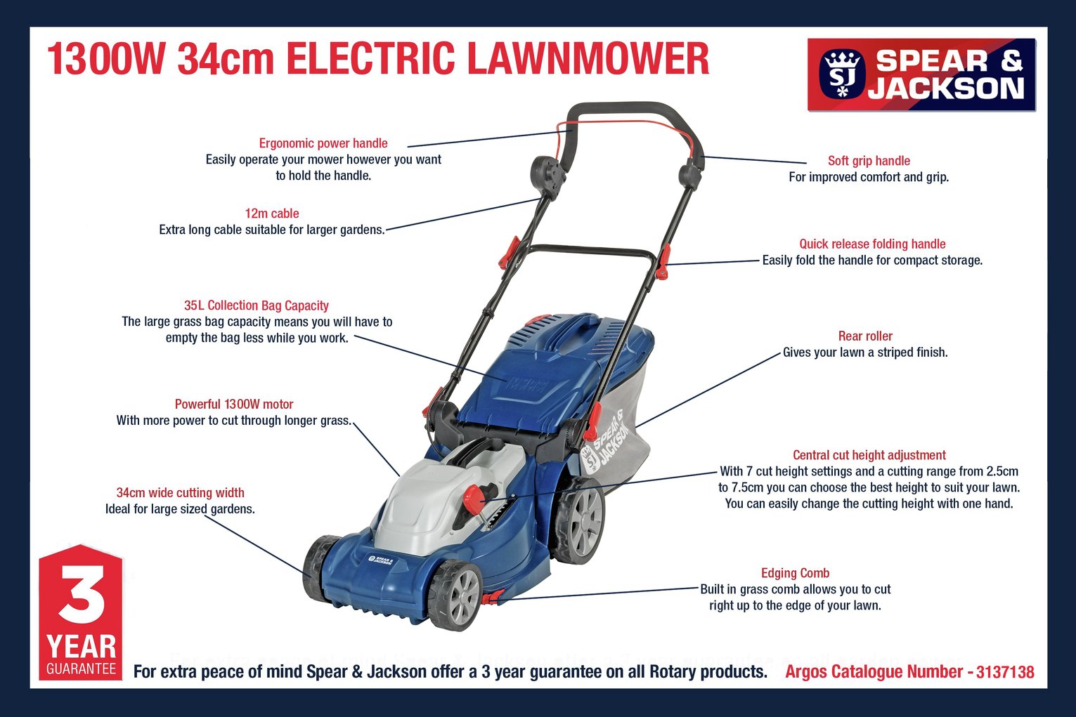 Spear & Jackson 34cm Corded Rotary Lawnmower Review