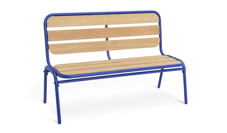 Blue wooden deals bench