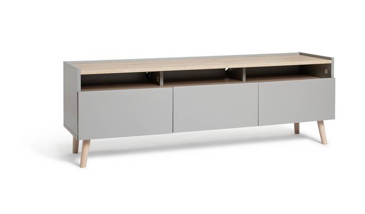 Wood and online grey tv unit