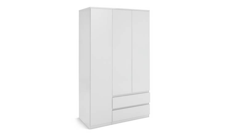 Habitat Jenson 3 Door 2 Drawer Tall Wardrobe - White Gloss