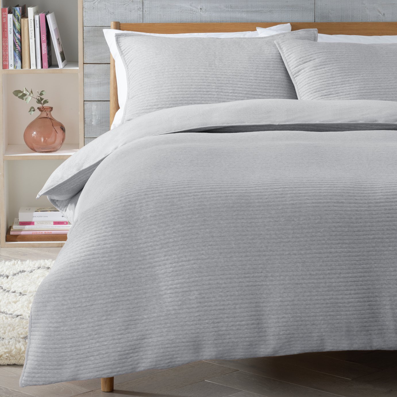Habitat Cotton Quilted Jersey Grey Bedding Set - Double