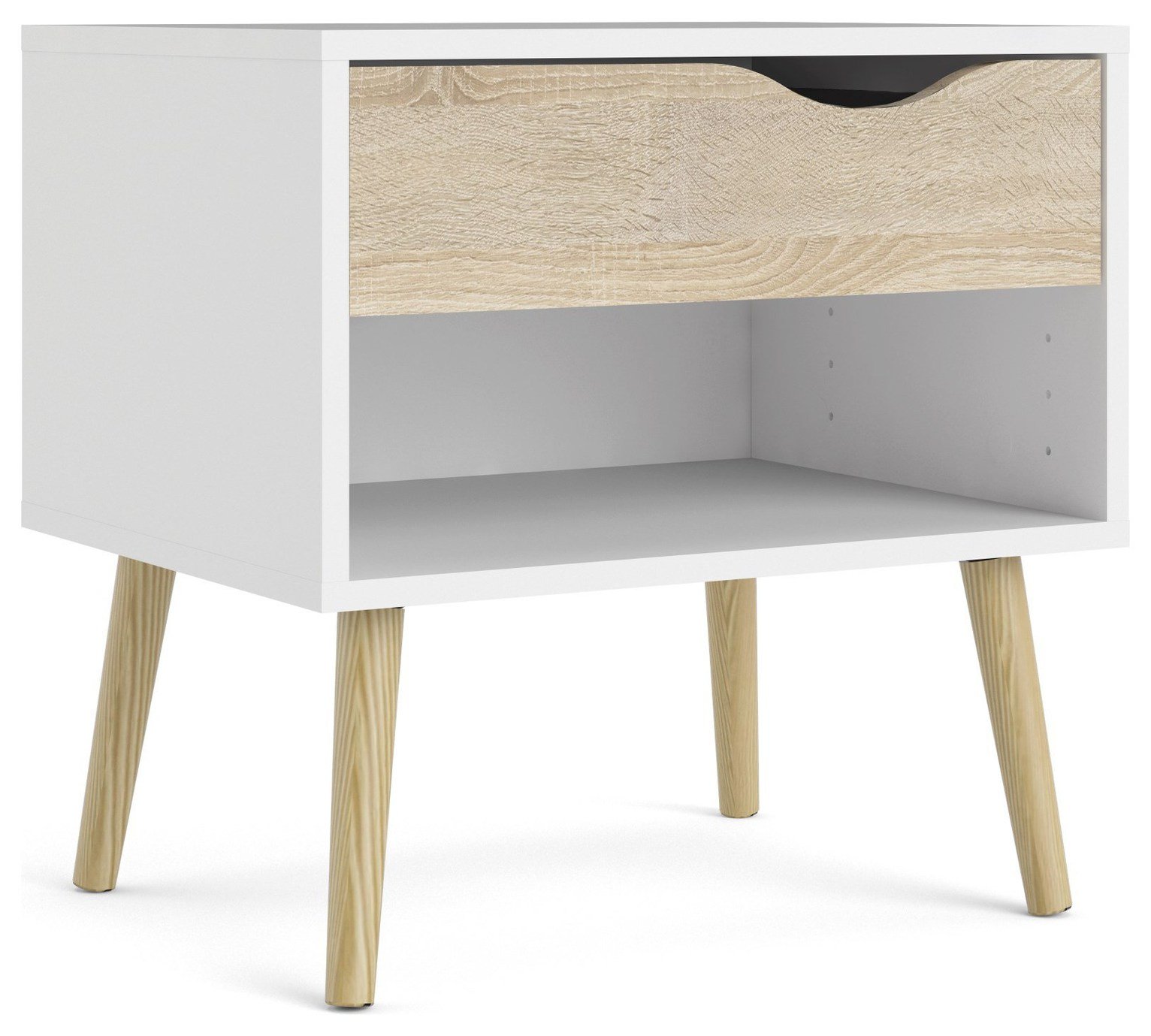 Tvilum 0slo 1 Drawer Bedside Table - White & Oak