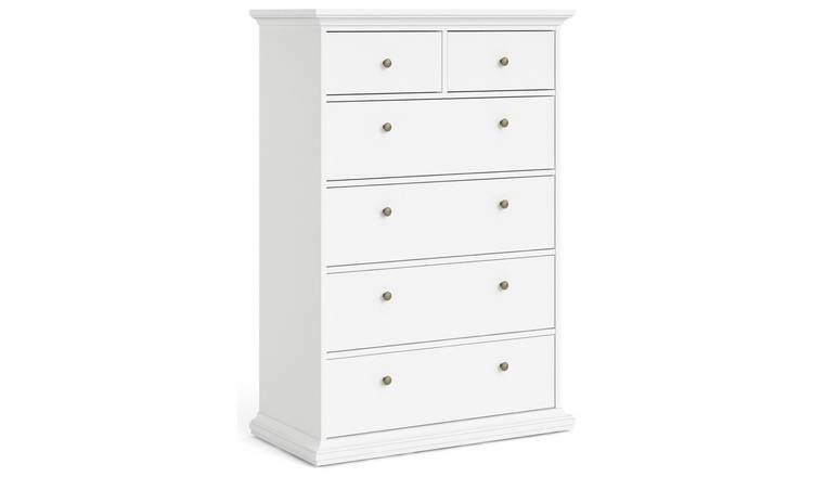 Tvilum Paris 6 Drawer Chest - White