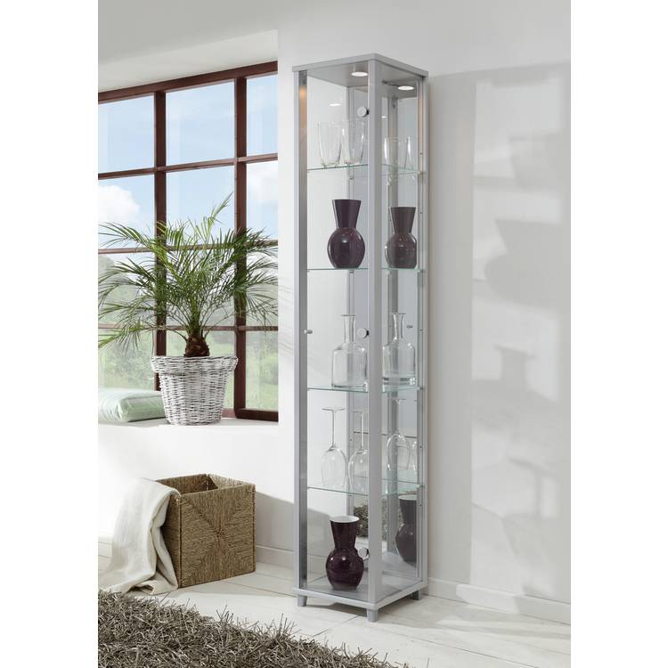 Argos Home 4 Shelf 1 Door Display Cabinet - Silver 0