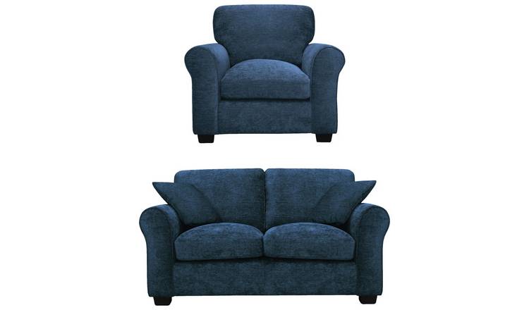 Argos Home Taylor Fabric Chair & 2 Seater Sofa - Navy