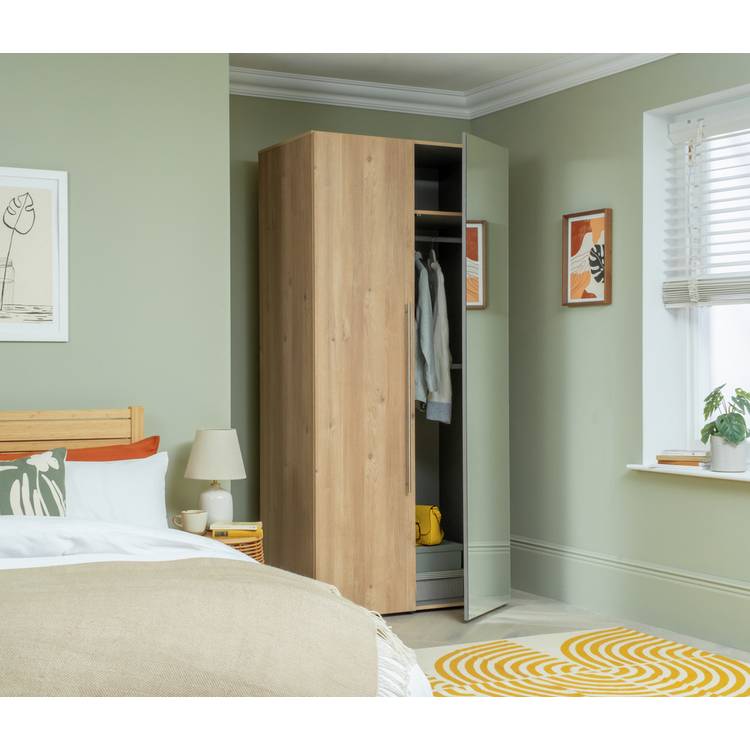 Habitat Atlas 2 Door Mirror Wardrobe - Oak 0