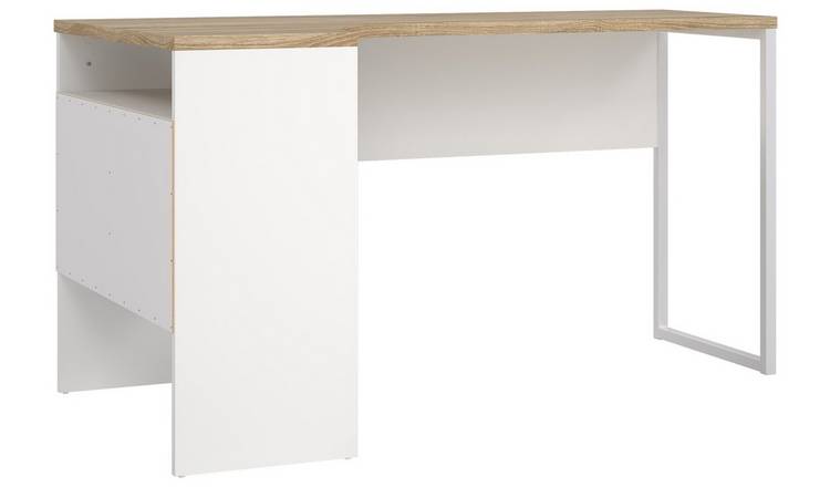 Desk white deals and oak