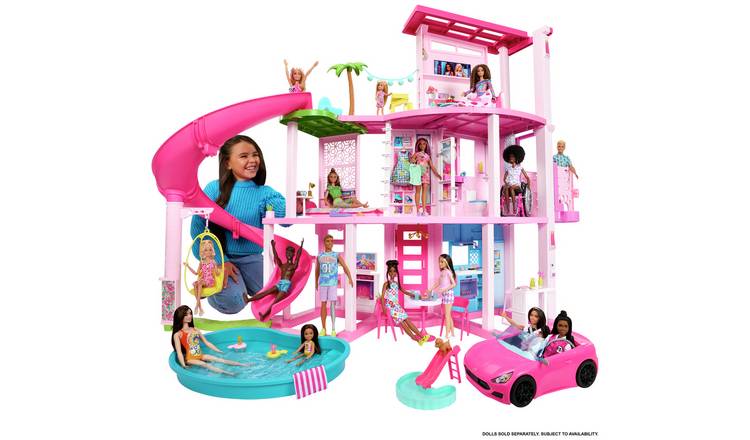 Barbie Dream House Doll house with Pool, Slide & Elevator : : Toys  & Games