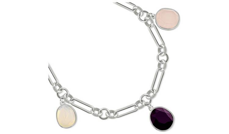 Buy Radley Silver Plated Multicoloured Stone Drop Charm Bracelet