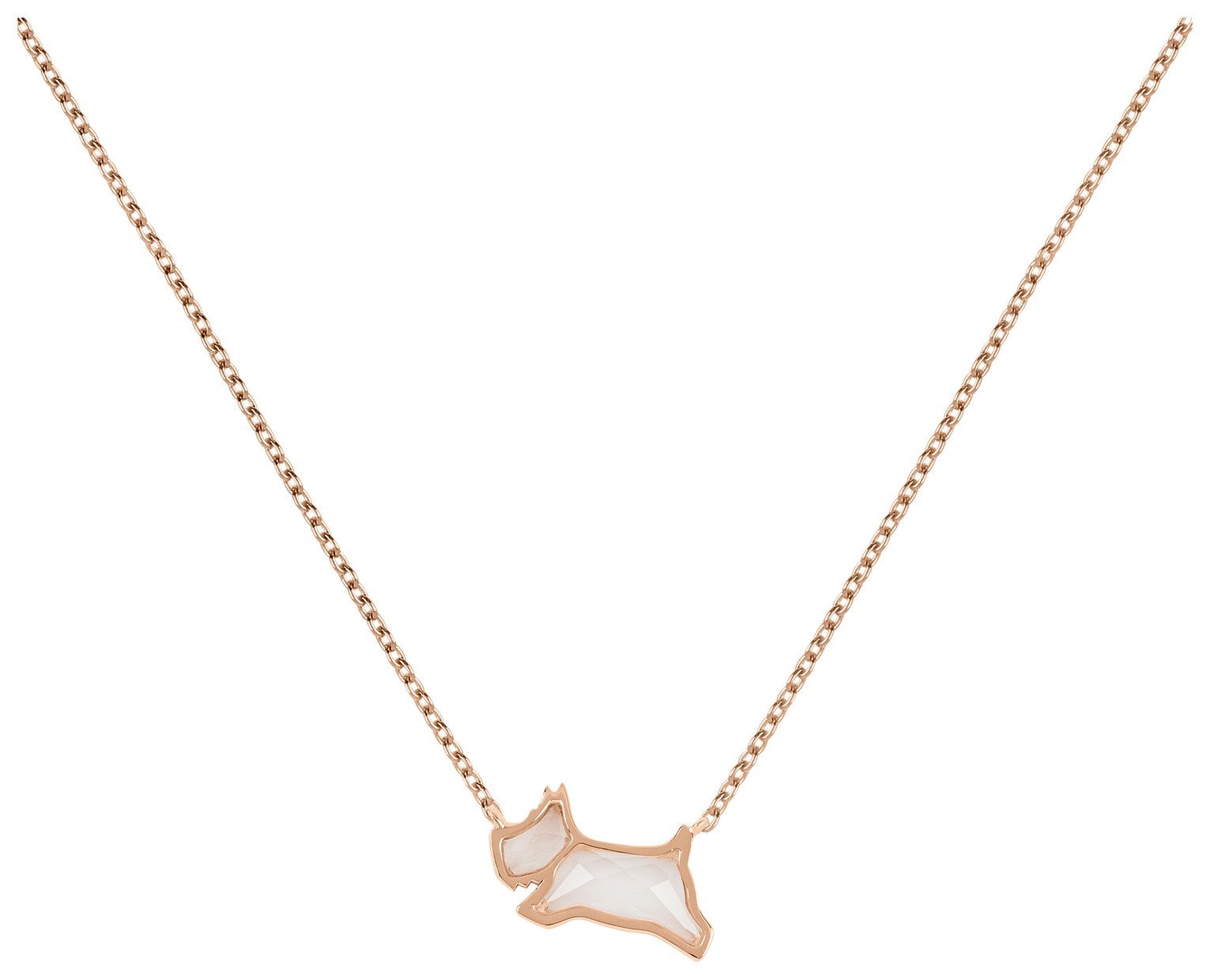 Radley 18ct Rose Gold Plated Silver Glass Dog Necklace