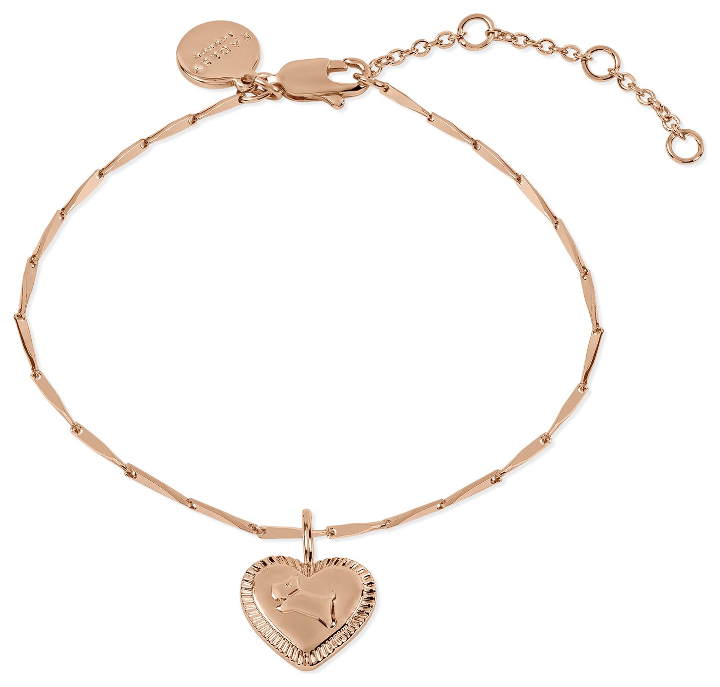 Radley 18ct Rose Gold Plated Heart Dog Charm Bracelet