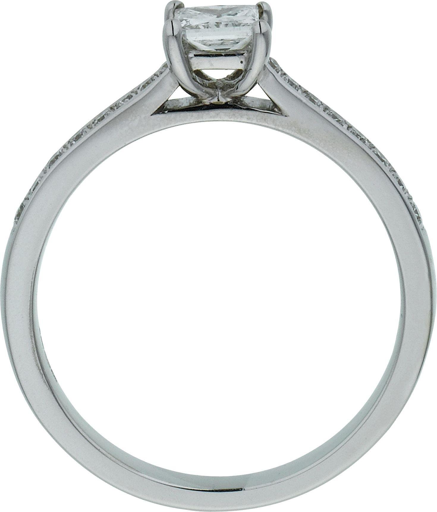 18ct White Gold 0.50ct Diamond Princess Cut Shoulder Ring- N