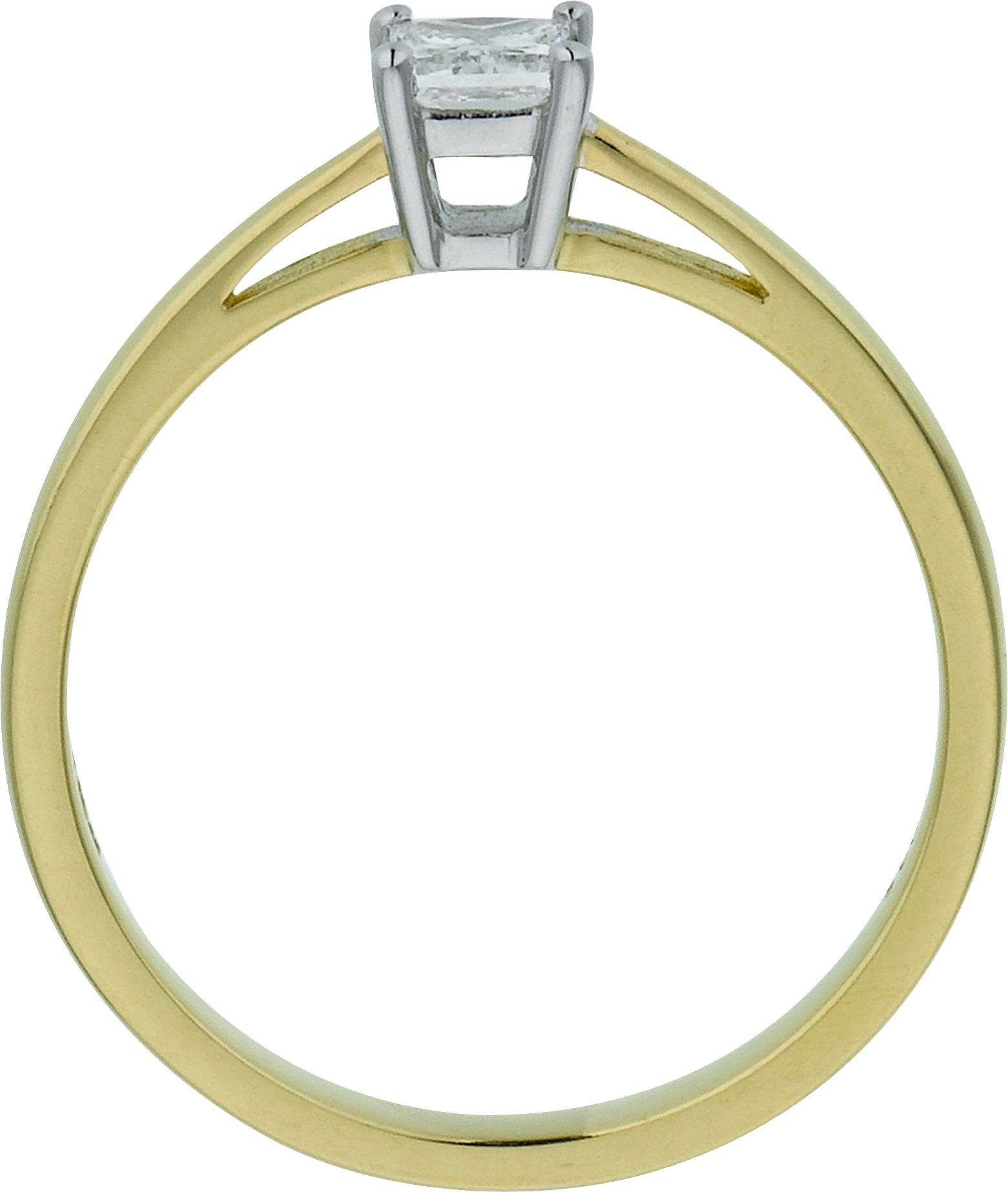 18ct Gold 0.25ct Diamond Princess Cut Ring - Size M