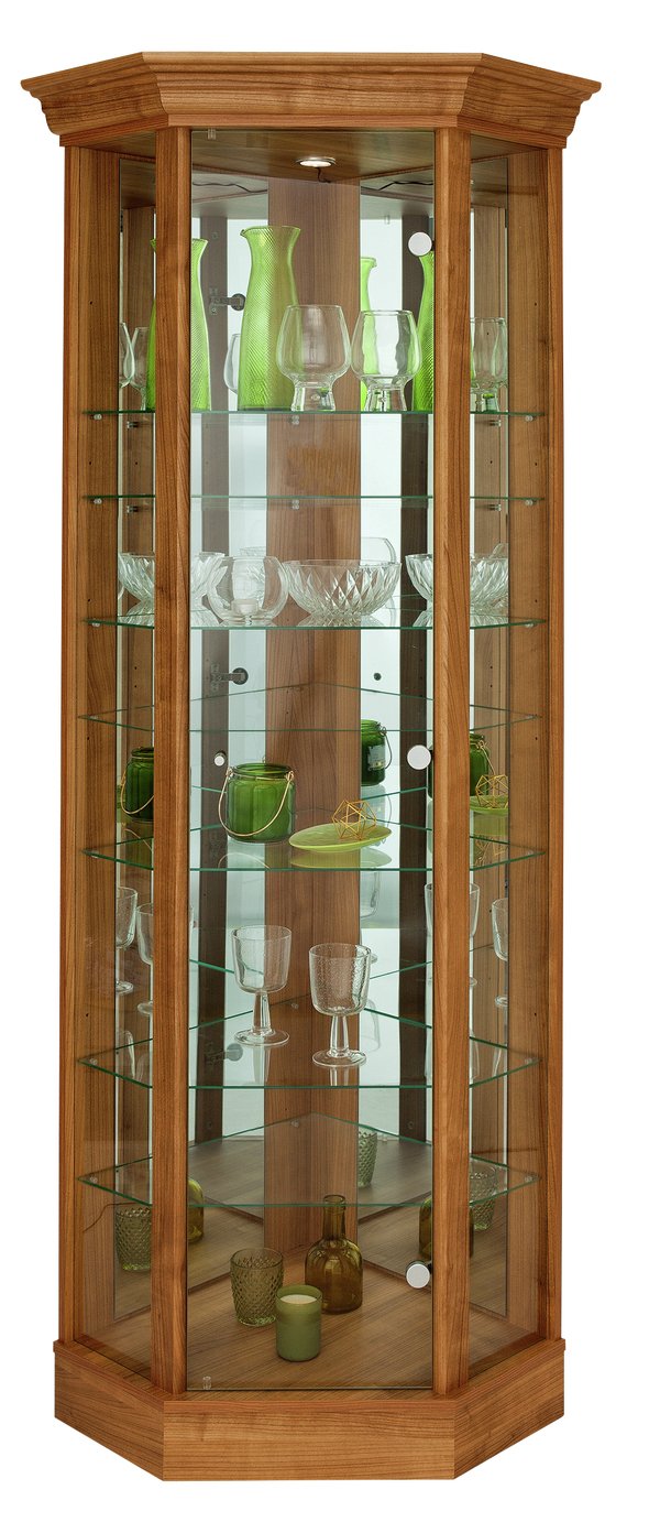 Argos Home 7 Shelf Corner Glass Display Cabinet - Light Oak
