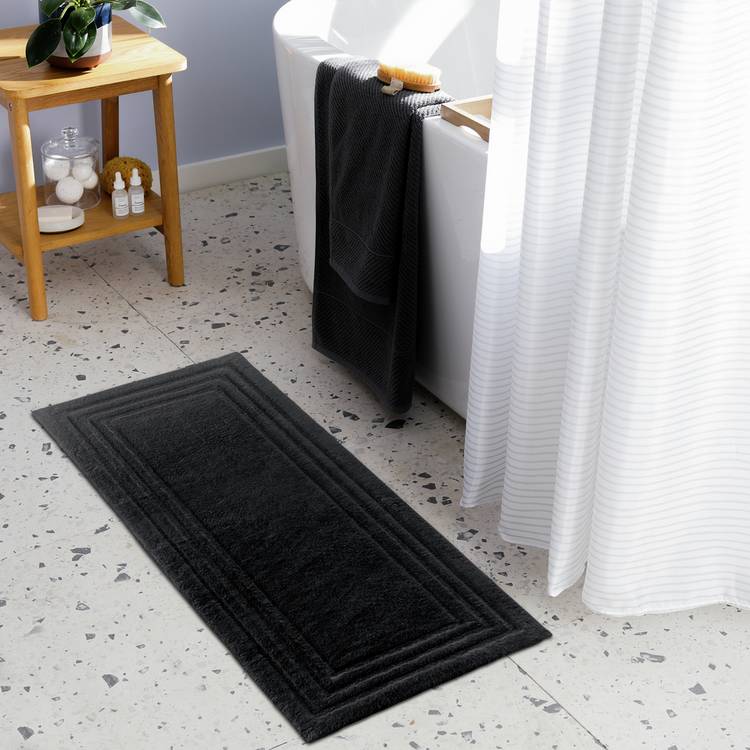 Habitat Deep Pile Black Cotton Cut Pile Bath Runner-100x40cm 0