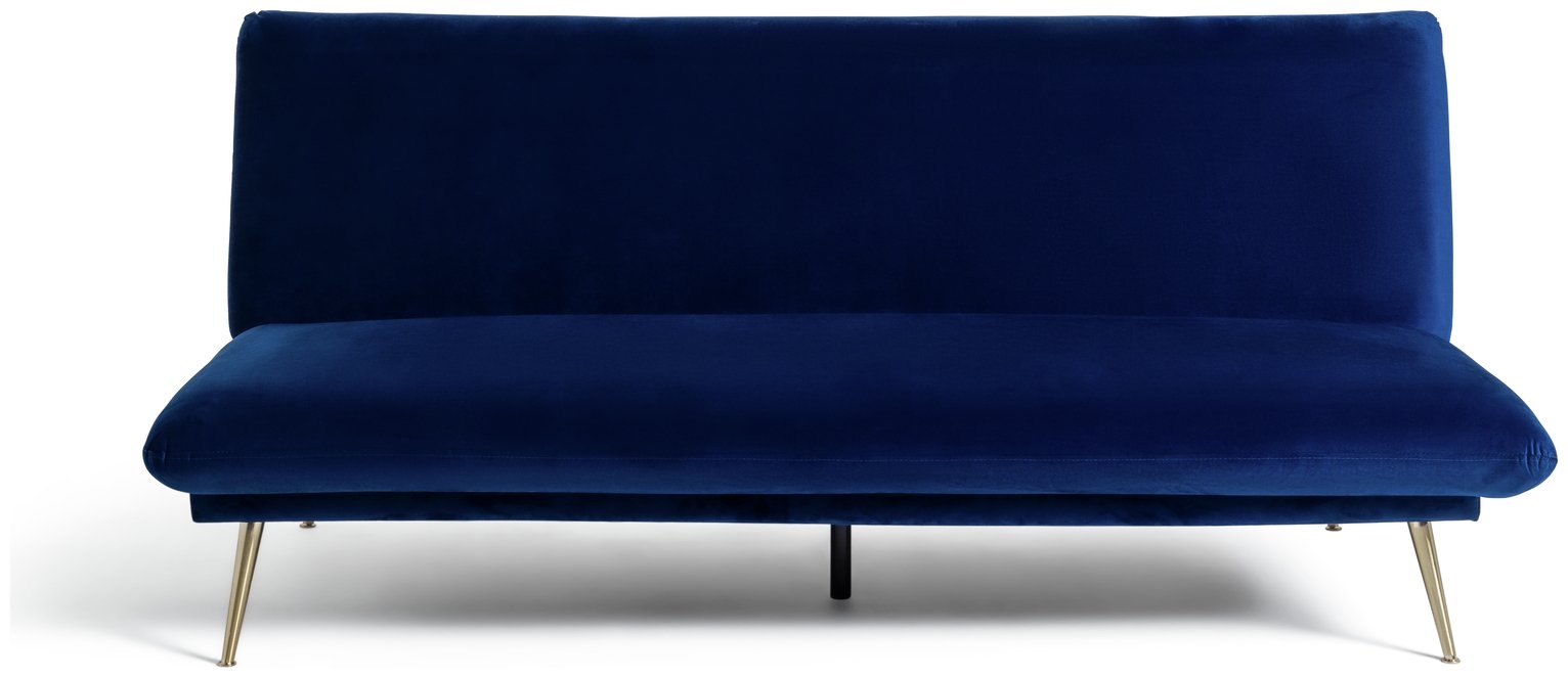 Habitat Matteo Velvet 2 Seater Clic Clac Sofa Bed - Blue