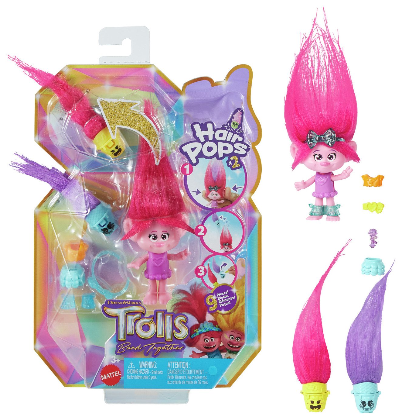 Trolls Band Together Hair Pops - Poppy Small Doll