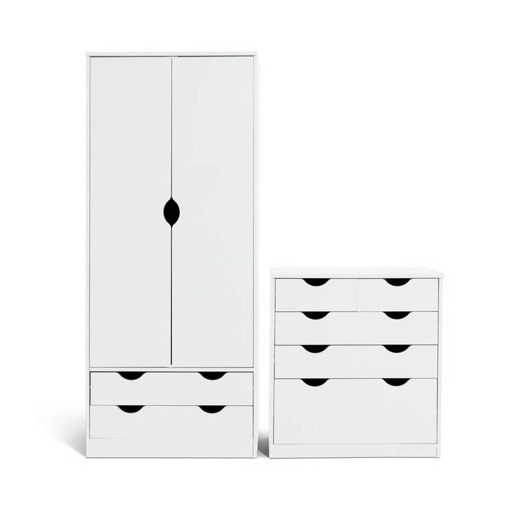 Habitat Kids Pagnell 2 Piece 2 Door Wardrobe Set - White 0