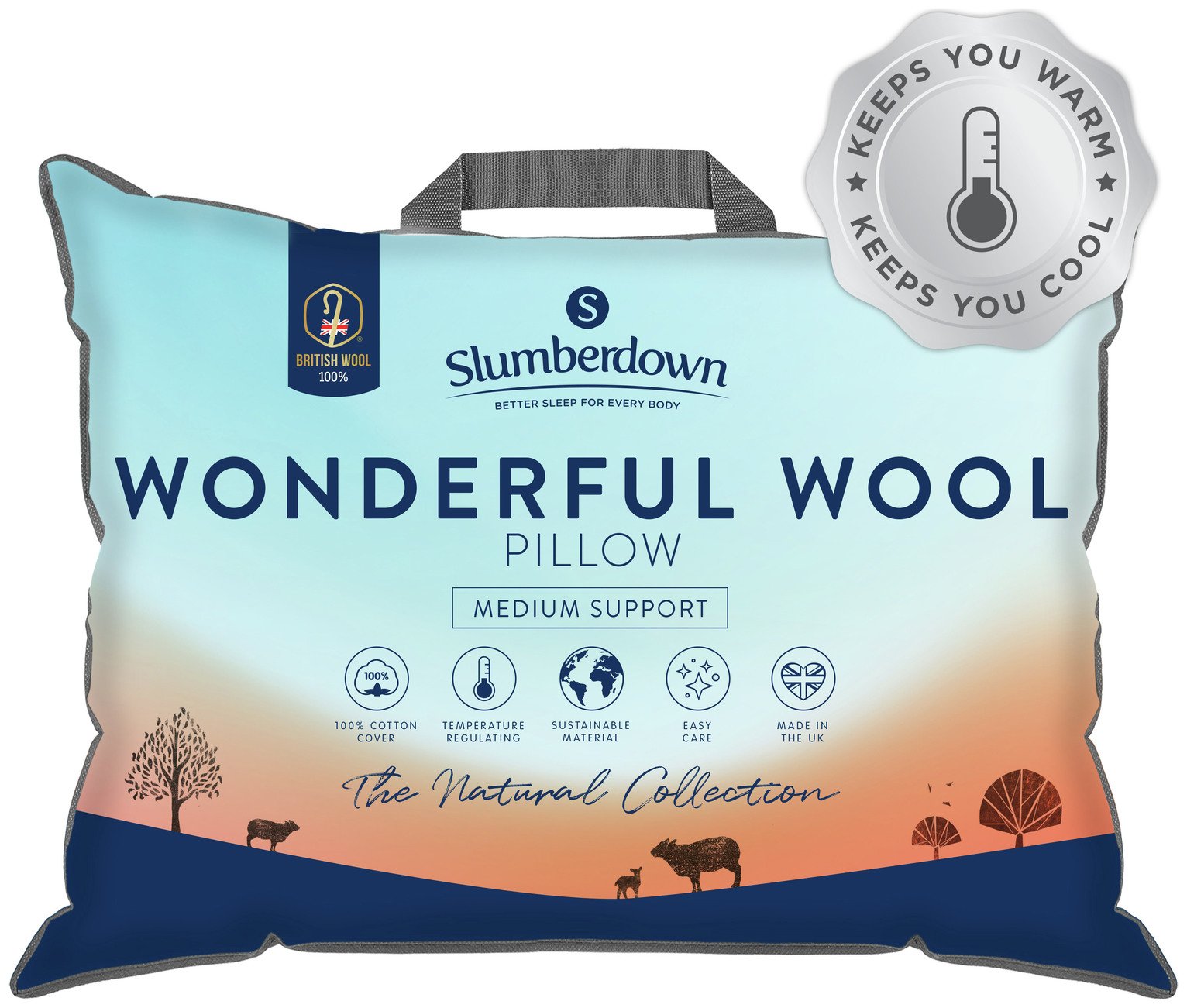 Slumberdown Wonderful Wool Medium Support Pillow - Single