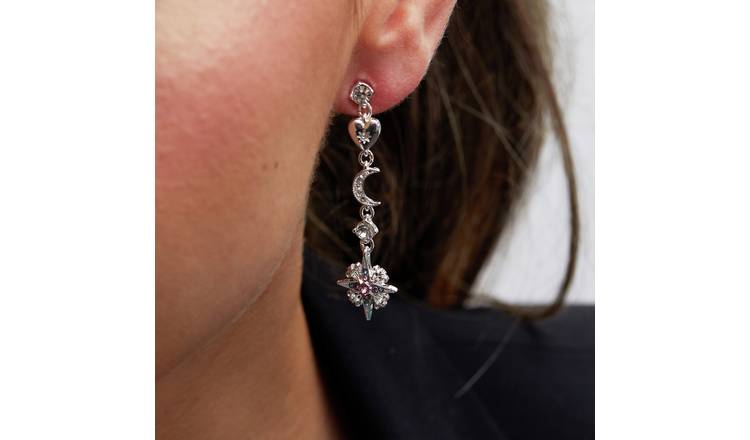 Lipsy Silver Colour Crystal Celestial Drop Earrings