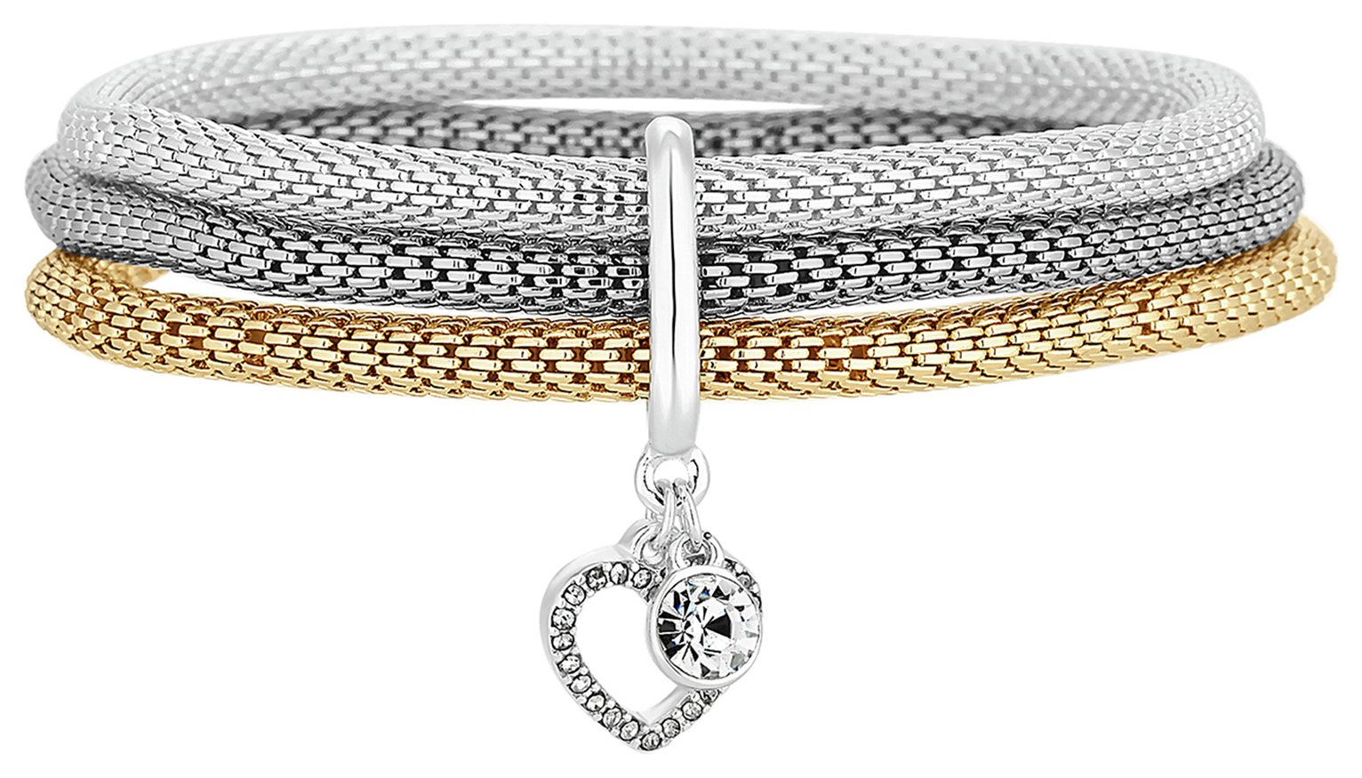 Lipsy Gold and Silver Colour Mesh Chain Charm Bracelet