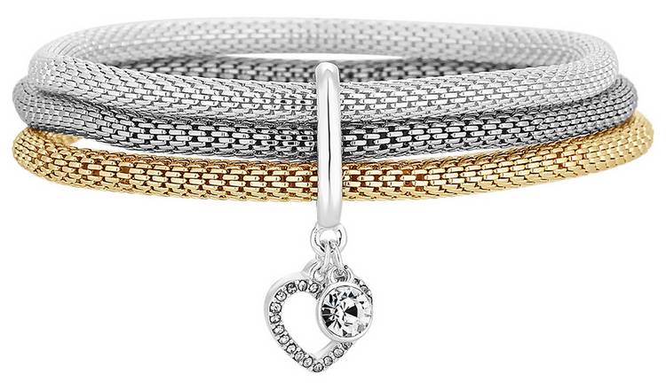 Lipsy Gold and Silver Colour Mesh Chain Charm Bracelet