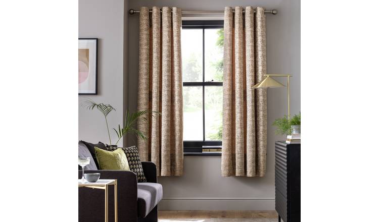 Argos Home Jaquard Fully Lined Eyelet Curtains - Cream