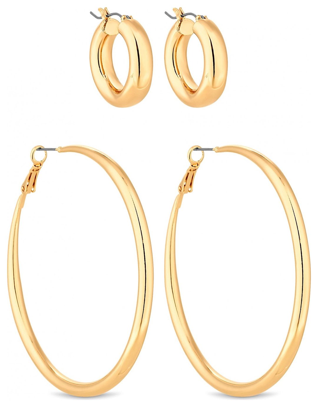 Lipsy Gold Colour Hoop Earrings Set of 2