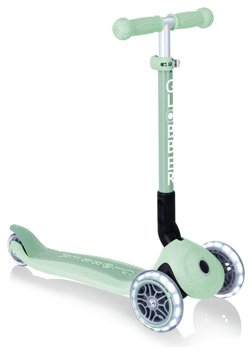 Globber Junior Ecological Fold Lights Scooter–Pistachio