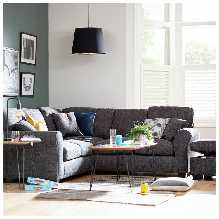 Argos Home Lisbon Fabric Right Hand Corner Sofa - Charcoal 0