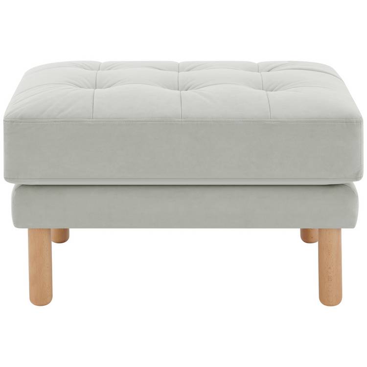 Habitat Newell Fabric Footstool - Light Grey 0