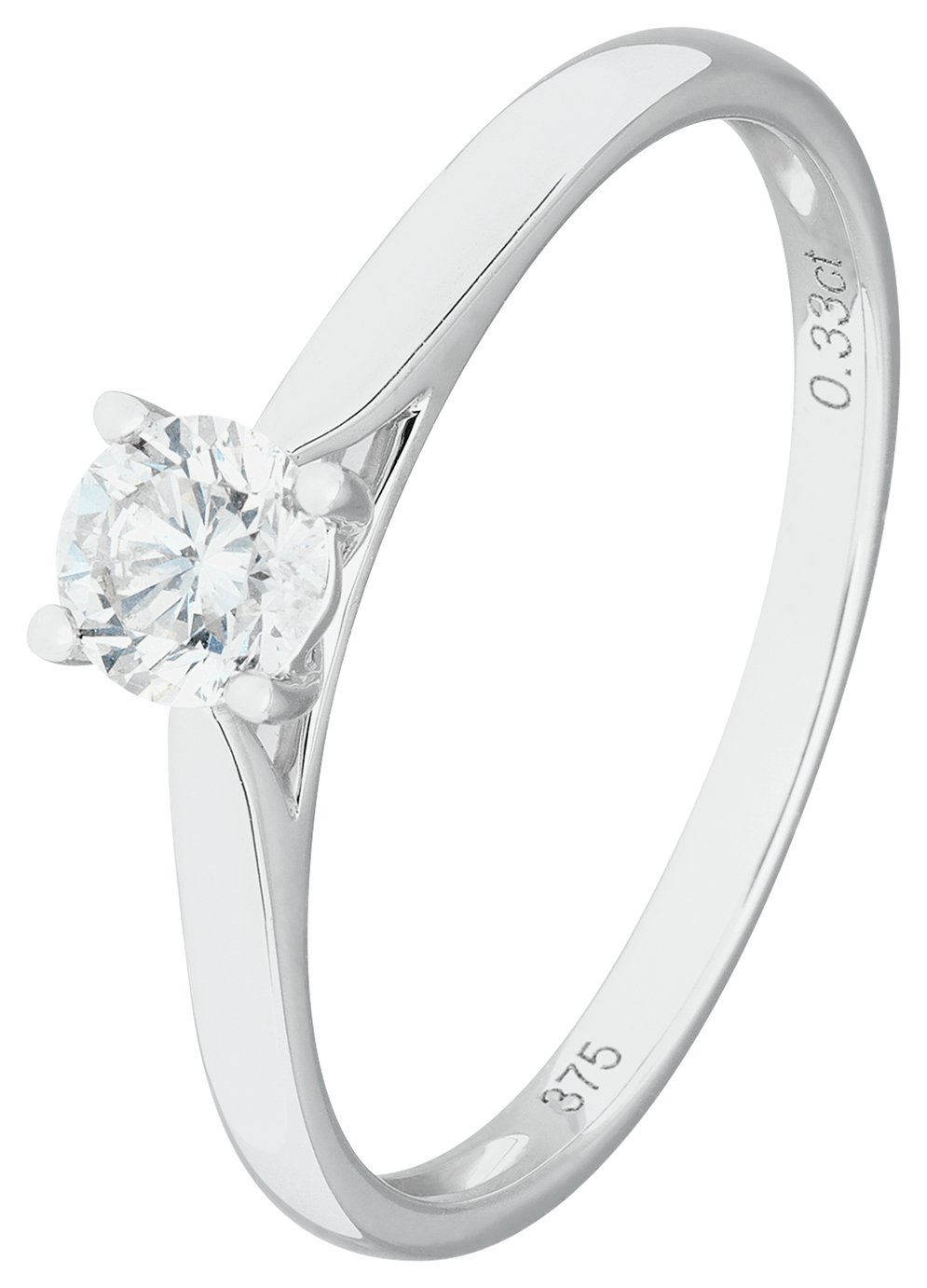 Revere 9ct White Gold 0.33ct Diamond Engagement Ring - O