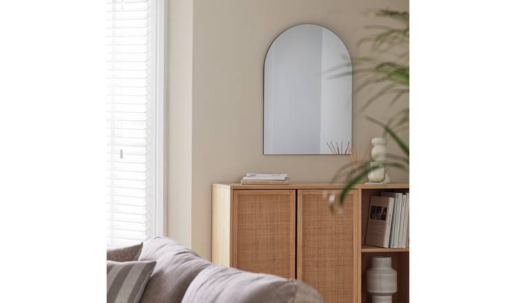 Habitat Black Frameless Arch Wall Mirror - 70x50cm