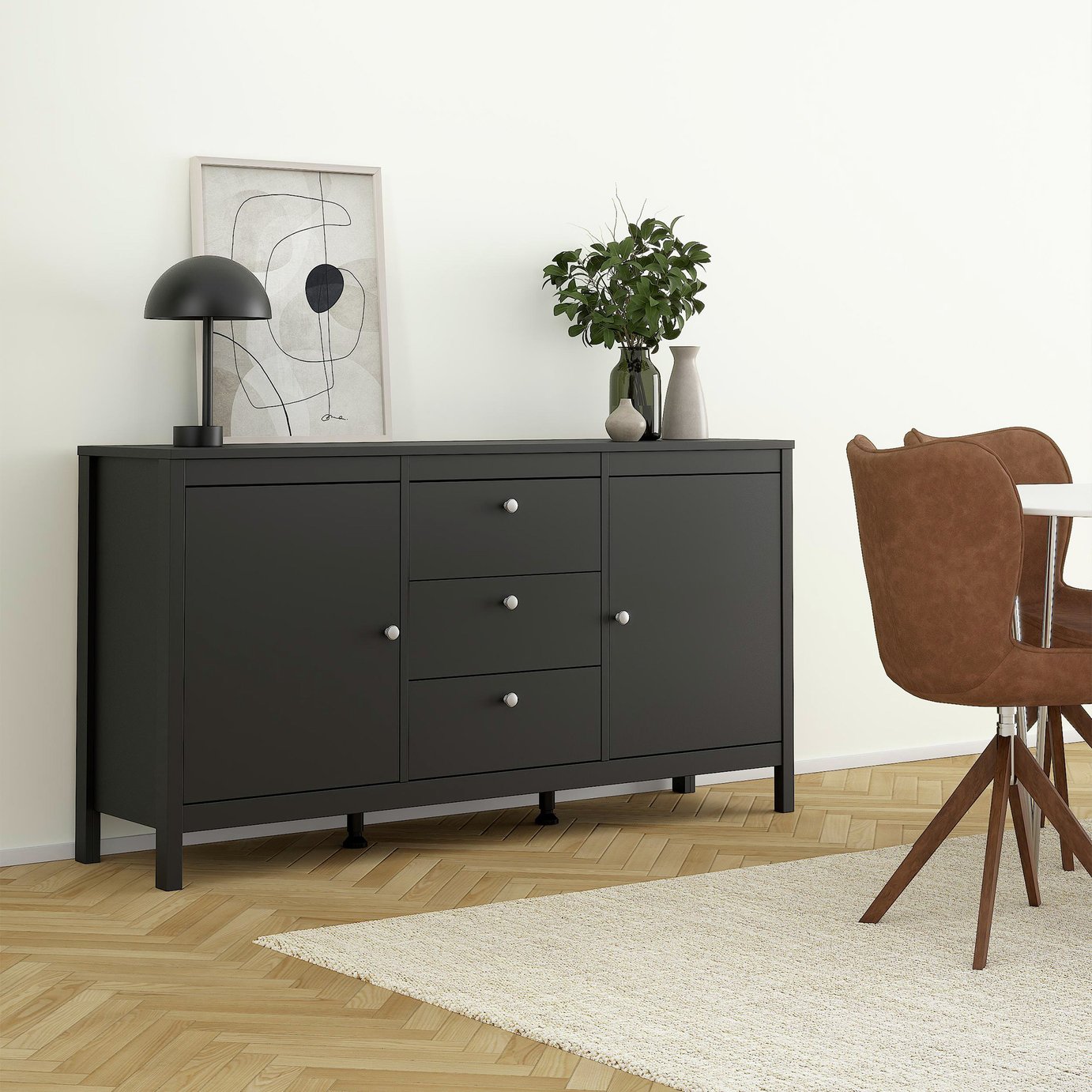 Tvilum Madrid 2 Door 3 Drawer Sideboard - Black